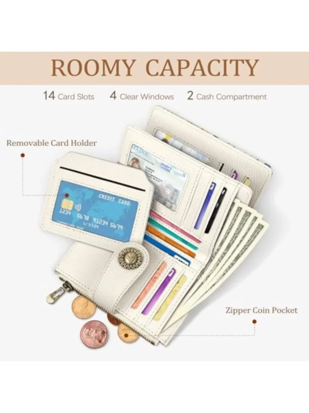 Floral Small Wallet for Women - RFID Blocking Bifold Credit Card Holder